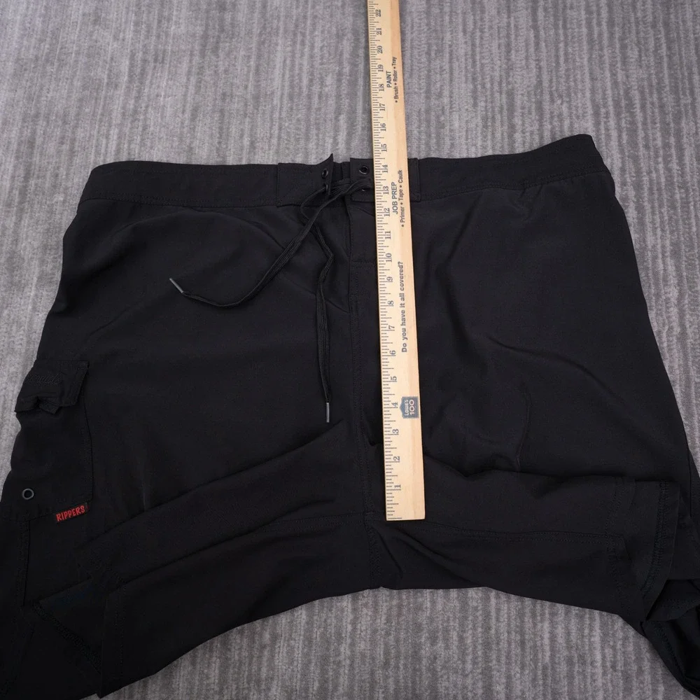 Maui Rippers Board Shorts Mens 4X Black Spandex Cargo Pocket Swim Trunks